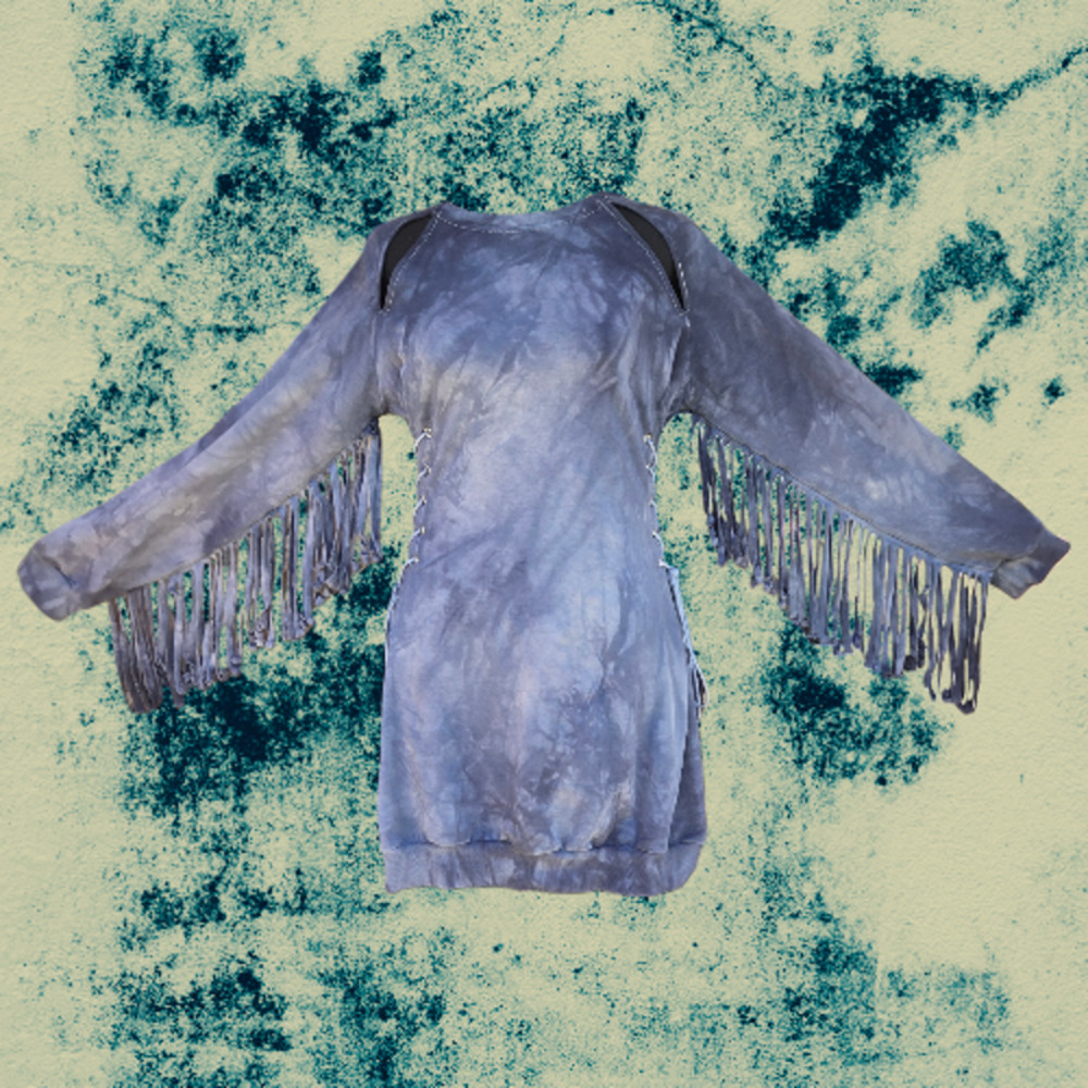 AKIRA Fringe Lace Up Tie Dye Sweater Dress